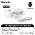 Naturehike Ceramic Non-Stick Set Of Pots Camping Cookware Kit Outdoor Frying Pan Kettle Picnic Tableware Kitchen Utensils