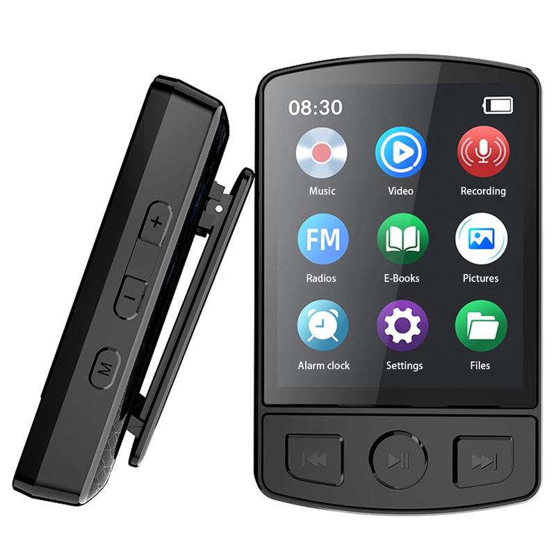 MP3 Player Bluetooth 5.2 Portable Sports Clip Student Walkman 1.77 Inch Screen HiFi Lossless Music Player with FM Radio E-Book