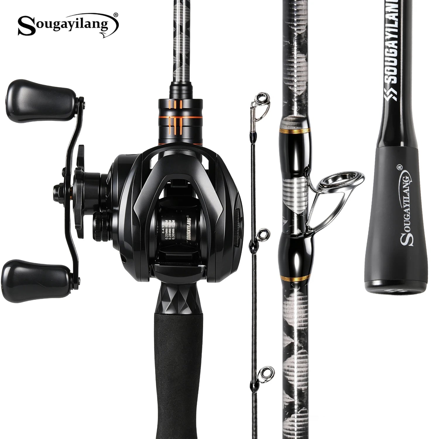 Sougayilang Baitcasting Fishing Set 1.8m Carbon Fishing Rod 8kg Drag Magnetic Brake Baitcast Reel Fishing Combo for Bass Fishing