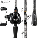 Sougayilang Baitcasting Fishing Set 1.8m Carbon Fishing Rod 8kg Drag Magnetic Brake Baitcast Reel Fishing Combo for Bass Fishing