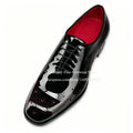 Luxury Gentleman Lace up Oxford Dress Shoes Black Patent Leather Brogue Red Dot Decor Formal Shoes Business Wedding Banquet Shoe