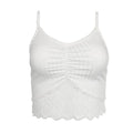 White Camisole 2025 Women's Tanks New Style V-Neck Lace Patchwork Pleated Fashion Sexy Hot Girl Street Fashionista Camisole Top