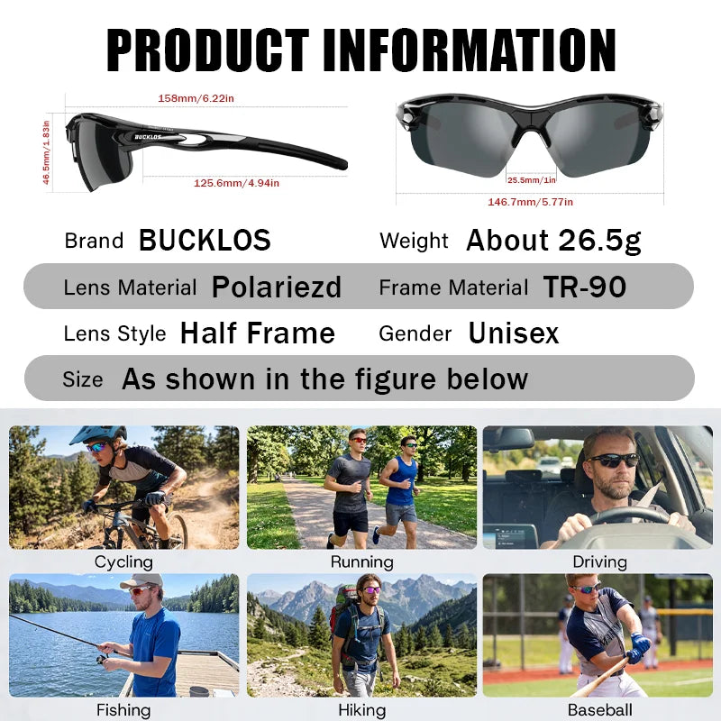 BUCKLOS Bike Polarized Sunglasses HD UV400 Protection - View 3 | SAMAG