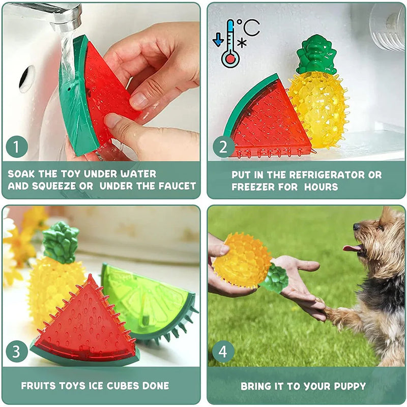 Pet Freezable Cooling Chew Toy Dog Cat toy Summer Pineapple Lemon Watermelon Design Durable Bite-Resistant Dog Ice Frozen Toys