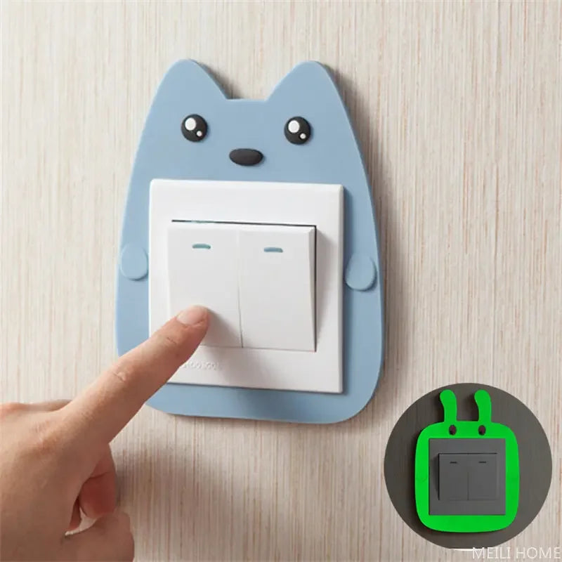 Lovely Cartoon Switch Stickers Luminous Socket Protective Cover Home Waterproof Wall Sticker Decorative Animal Switch Decoration