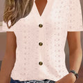 Y2k Tops Women's Summer Blouse Casual V-Neck Button Short Sleeve Tops Elegant Fashion Blouses Casual Loose Solid Colors Shirts