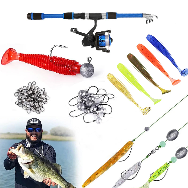33pcs Beginner Fishing Combo 1.8m - Kids Telescopic Rod, Reel & Accessories for Outdoor Lake & Pond Fishing