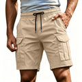 Men Solid Color Drawstring Cargo Shorts Elastic Waist | SAMAG
