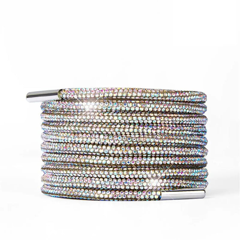 1PC Luxury Rhinestone Shoelaces Rainbow Diamond Shoe laces Sneakers Laces Shoes Round Shoelace 100/120/140/160CM  DIY Strings