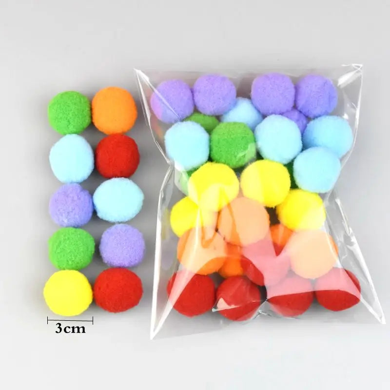 20/100/200/300/500pcs Cat Toys Cute Funny Stretch Plush Ball Cat Toy， Ball Creative Colorful Interactive Cat Puff Balls Chew Toy