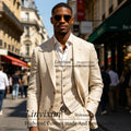 Summer linen Beach Men Suits Slim Fit Cool 3 Piece Wedding Groom Tuxedo Male Fashion Costume Blazer men's suits and separates