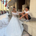 Verngo Luxury Shiny Appliques Wedding Dress Off | SAMAG