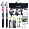 Goture Portable Carbon Fiber Fishing Rod Spinning Reel Combo Full Tackle Kit 66pcs Lures Hooks Fishing Line Plier Gripper Tackle