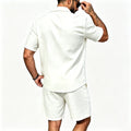 Men Linen Two Piece Outfit Short Sleeve Lapel Button | SAMAG