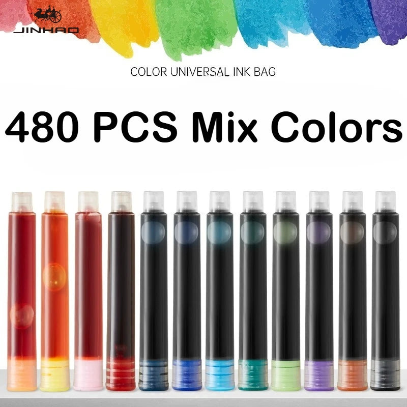 500/12 PCS JINHAO 12 Colors 3.4mm Non carbon Fountain Pen Ink Universal Sac Cartridges Refills School Office Supplies Stationery