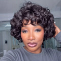  Brazilian Human Hair Wig Short Pixie Cut Egg Bob with Bouncy Curly Springy Curls Natural Looking for women  Full Machine Made