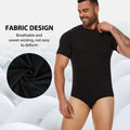 Mens Round Neck Shapewear Short Sleeve Bodysuit Press Button Crotch Underwear Tummy Control Jumpsuit High Stretch Fitness