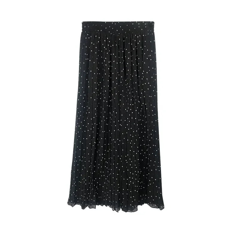 Women High Waist Polka Dot Pleated Wide Leg Pants Elastic - View 6 | SAMAG