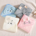 Baby Coral Fleece Hooded Bath Towel Bath Towel Newborn Toddler Cartoon Animal Swaddle Wrap Soft Baby Girls Boys Bath Towel