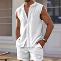 Men's Vest Shirt, Sleeveless Top and Shorts Plaid Two - Piece Set, Casual Trendy Hawaiian Beach - View 5 | SAMAG