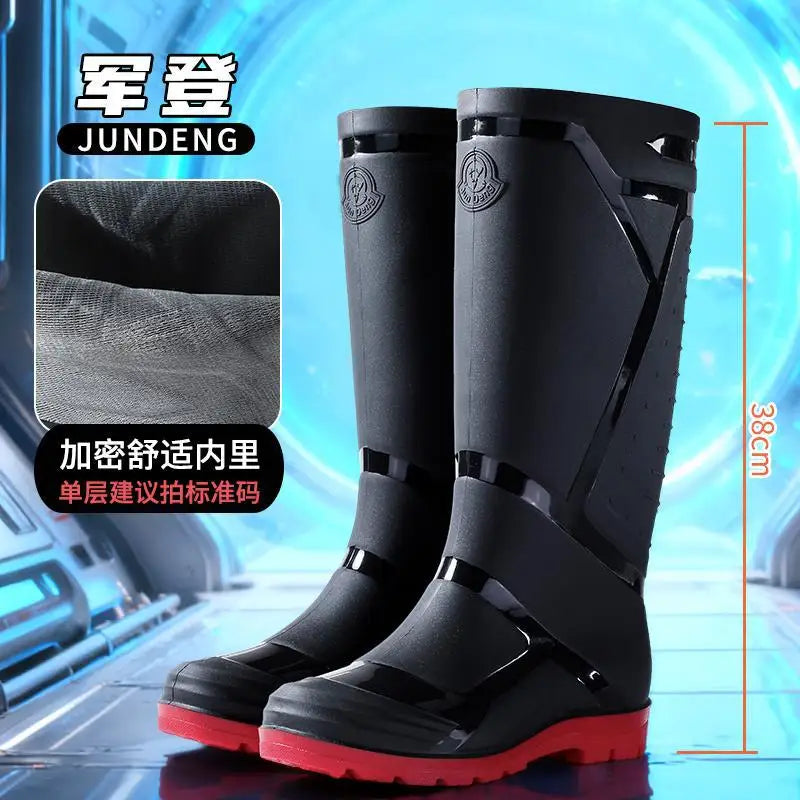 Large Size Water Shoes Men High-top Outdoor Lightweight and Comfortable Rain Boots Fishing Non-slip Boots Plus Velvet Rain Boots