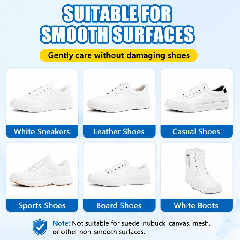 Easy Rub Shoe Polish, Shoe Refurbish Conditioner, Sponge Whitener Remove Yellow Stains for Smooth & White Shoes