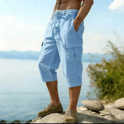 Men Summer Cotton Linen Shorts Retro Multi Pocket Loose | SAMAG