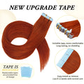 Doreen Copper Red Tape In Human Hair Extensions 16 to 24 Inch 50g/set PU Seamless Skin Weft 350# Colored Hair Extensions Tape in