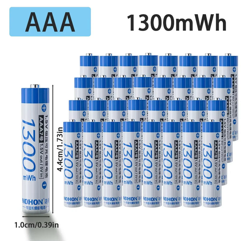 NEW Nohon Rechargeable Battery 1.5V AA 3600mWh AAA 1300mWh Original Li Batteries With Charger for Clock Video Radio Game Camera