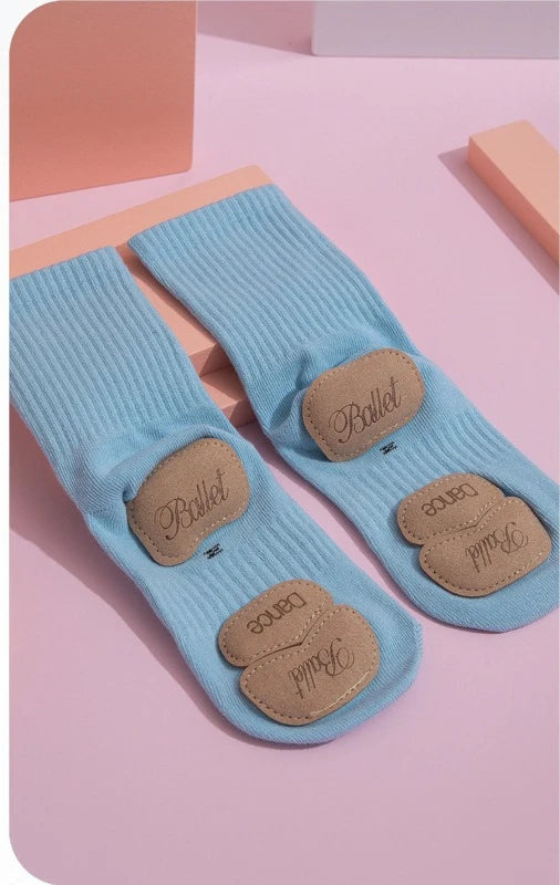 Blue Silicone Anti Slip Cotton Grip Socks Unisex Adult Kids Ballet Contemporary Chinese Dance Yoga Barre Floor Practice Socks