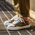 Maden Casual Low-top Dissolved Canvas Shoes for Men's Spring Autumn Street Outfits Sneakers Soft Sole Lace-up Skateboard Shoes