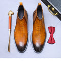 Genuine Leather Embossed Ankle Boots for Men Letter Business Formal Leather Boots Men's Chelsea Boots British Trendy Men's Boots