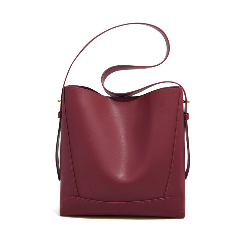 FOXER Lady Women Hobo Bucket Bag Split Leather Fashion Shoulder Bags Large Capacity Handbag Wide Adjustable Strap Female Bags