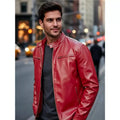 Men's PU leather jacket stand-up collar slim-fit vintage-style biker jacket spring/fall top