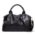 Women's Fashionable and Elegant Large-Capacity Oil Wax Leather Handbag, Convenient Solid Color Faux Leather Boston Crossbody Bag, Anti-Theft Commuter Bag with Zipper Lock, Detachable Shoulder Strap, Dual Handle Design, Adjust