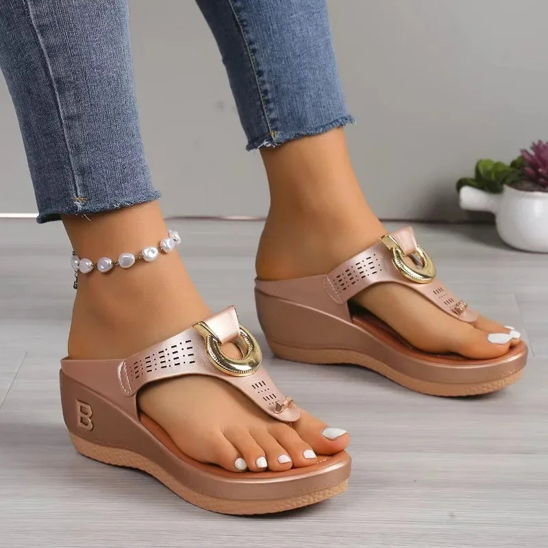 Women's Slippers 2024 Summer New Rome Wedges Causal Platform Beach Slippers Female Plus Size 43 Comfortable Ladies Slides