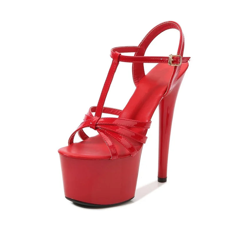 Sky High Platforms High Heels Women Sandals Patent Leather Sandalias De Mujer Verano 2025 Ankle Strap Tacones Sandalias Mujer