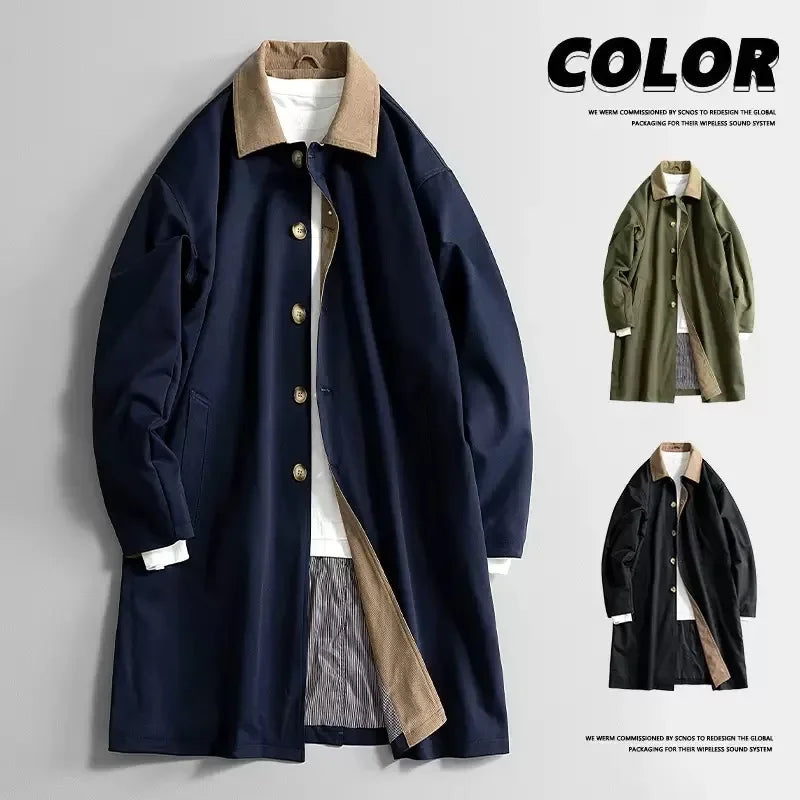 Plus Size 8XL Men Spring Trench Turn Down Collar Long Windbreaker Jacket Male Oversize Big Large Windproof Coat Autumn Outwear