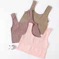 Women's Ribbed Bra Seamless Tank Top Comfort Sports Bralette Wireless Activewear Underwear Stretchy Vest Lingerie Intimates M-XL