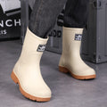 New Men's Style Rain Boots Fashion Mid-calf Waterproof Boots Work Warm Water Boots Wear-resistant Non-slip Fishing Rubber Shoes