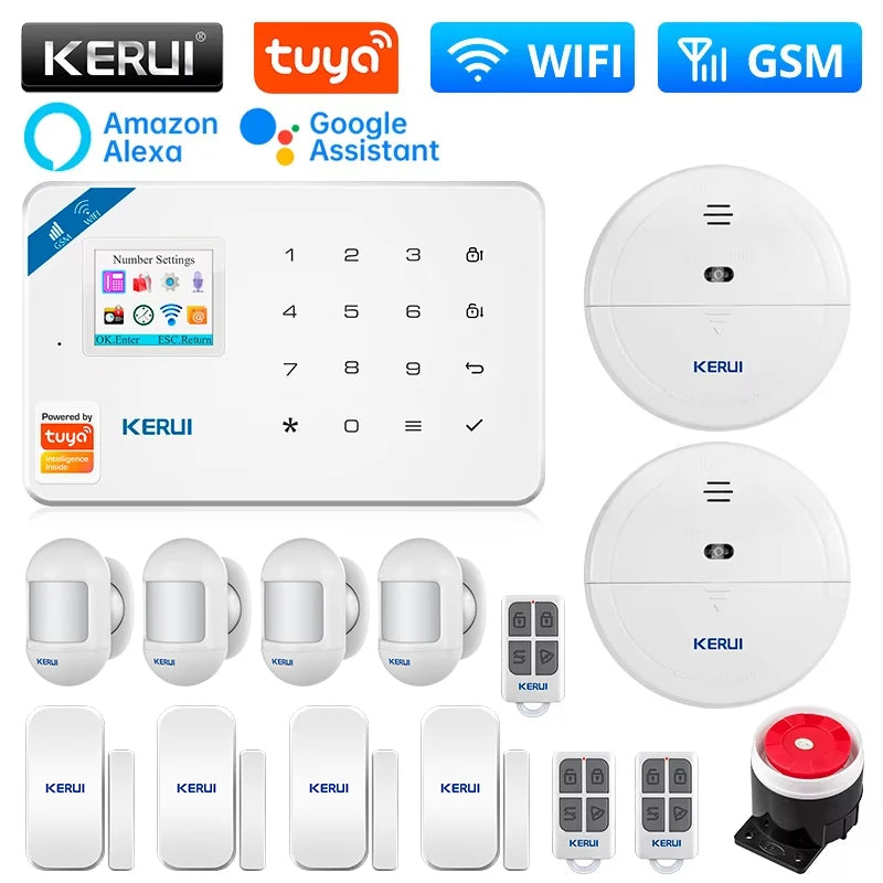 KERUI W181 WIFI GSM Alarm System Kit with Door/Window Sensor for Home Security Support Alexa Tuya Smart APP Remote Control