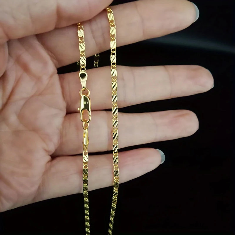 Exquisite Fashion 18K Gold Filled Necklace For Women Men Size 16-30 Inch Chain Necklaces Versatile Elegant and Perfect Jewelry