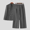 INCERUN Men's Sets Solid Color V Neck Long Sleeve Blazer Pants Two Piece Elegant Streetwear Fashion Matching - View 7 | SAMAG