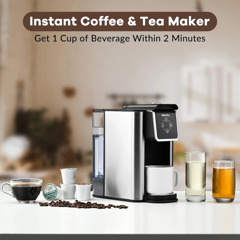 3-in-1 Single Serve Coffee Machine with 6, 8, 10 Oz Cup Options, Compatible with K-Cup Pods, Instant Coffee Brewer and Tea Maker