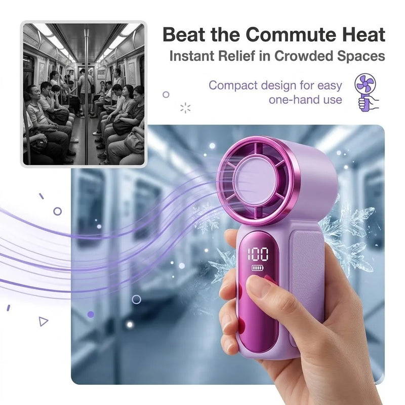Portable Handheld Mini Fan, 6 Speeds 16900 RPM High Velocity Personal Fan with LED Display, USB Rechargeable, Mini Fan with Lanyard for Makeup, Travel, Outdoor for Women Girl Gift,Purple