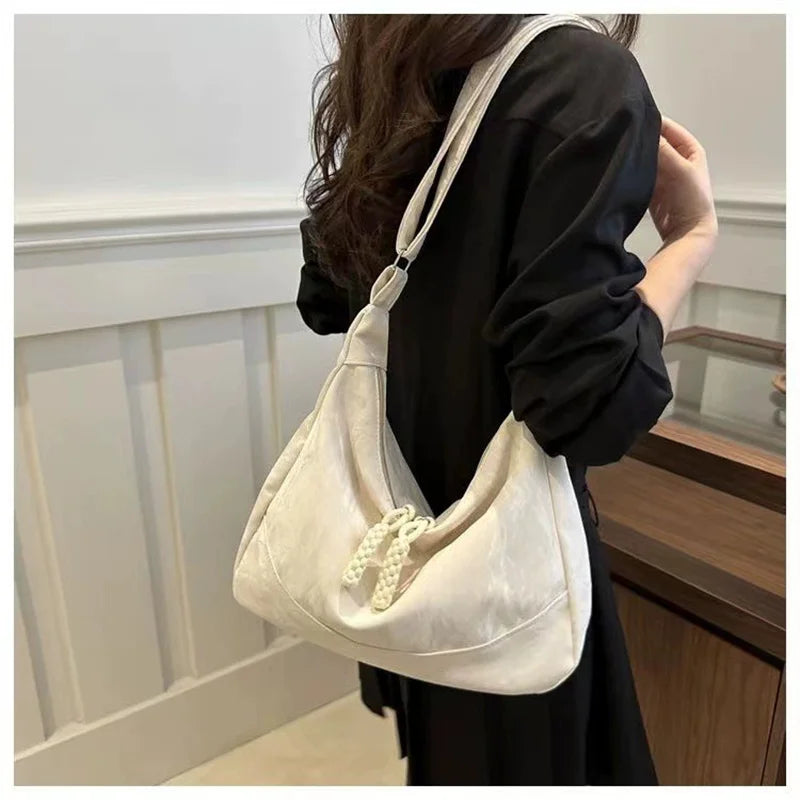 Trendy Women's Soft Cloth Shoulder Bag Solid Color Student Casual Style Big Handbags Crossbody Bags for Women Shoulder Hobos Bag