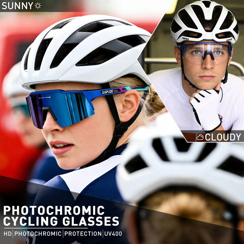 Kapvoe Red Photochromic Cycling Sunglasses for Men Blue | SAMAG