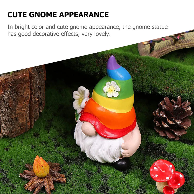 Garden Gnome Statue Resin Cute Lawn Decor Bright Outdoor Yard Decoration Christmas Patio Ornament Cute Gnome Decor