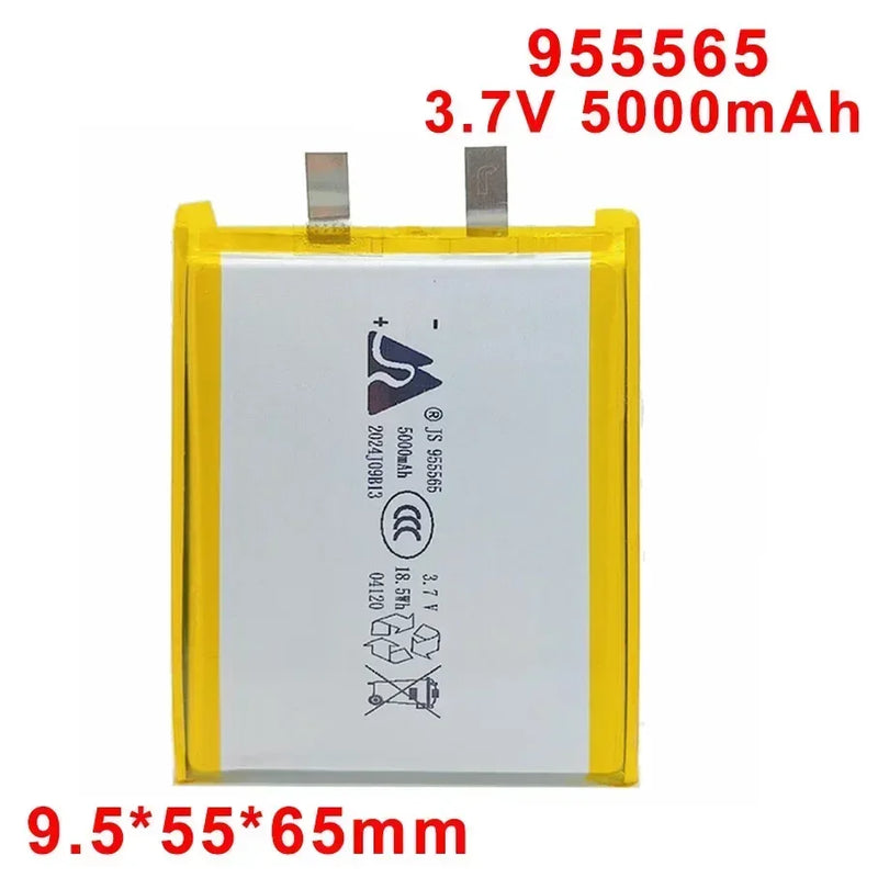 955565 Lithium Polymer Battery 3.7V 5000mAh Rechargeable Lipo Batteries for Mobile Power GPS Locator Camera Tablet PC DVD DIY