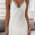 Floral Lace Split Sexy Babydoll Semi-sheer Deep V Bow Ruffle Dress and Panties Underwear Sets Women's Erotic Lingerie Nightgown
